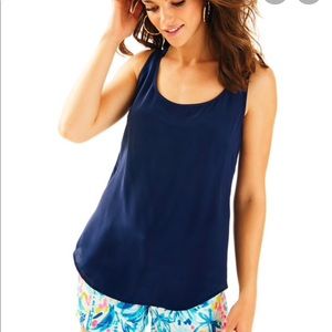Lilly Pulitzer Alyssa silk top True Navy Sz S